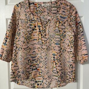 Cooper & Ella Shirt Blouse Women S Multicolored 3/4 Sleeves Top